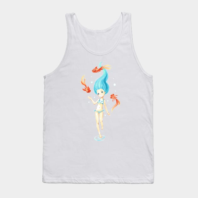 Girl In A Beach Tank Top by Freeminds